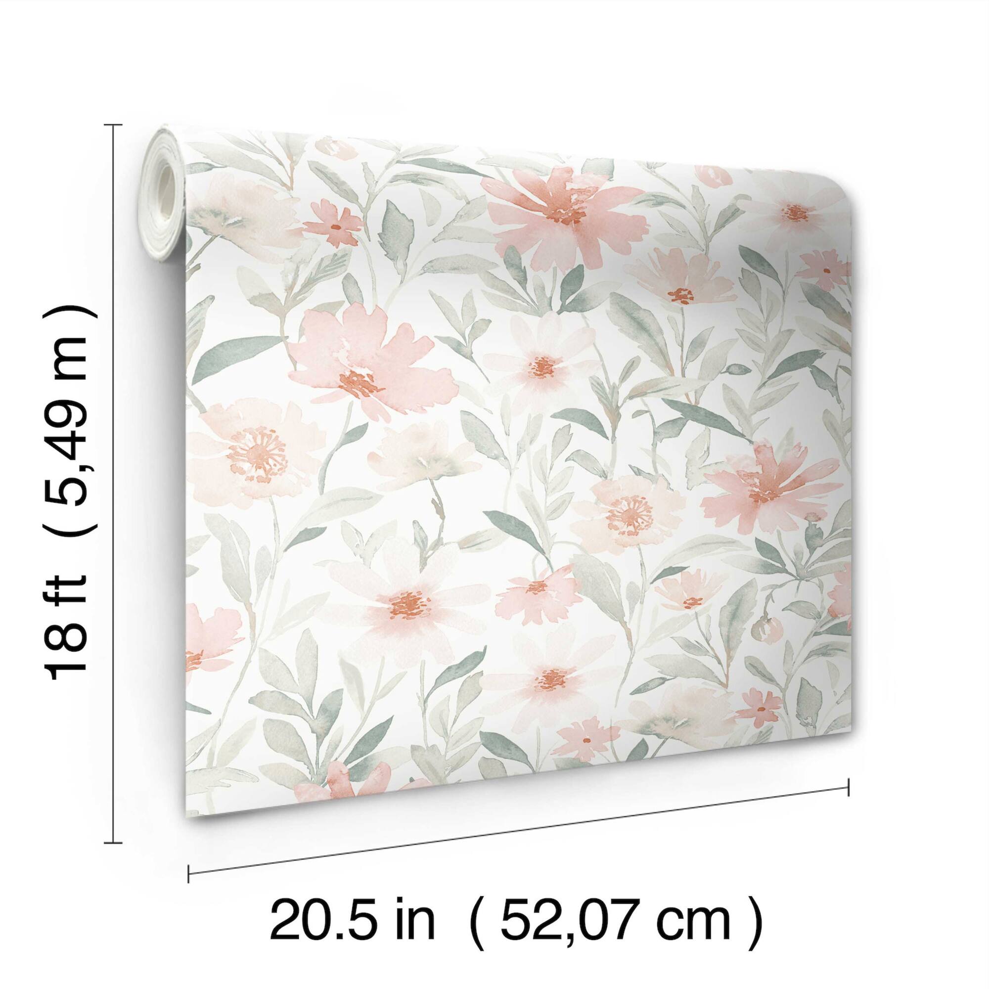 RoomMates Pink & Jade Flower Market Peel & Stick Wallpaper